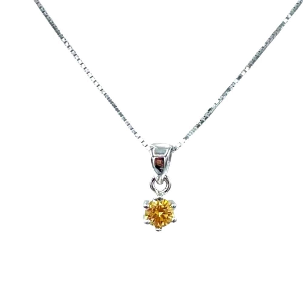 2/$35 🩷 925 Sterling Silver Swarovski Round Cut Citrine Necklace 16 - 18 Inch